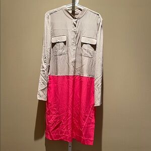 Per Se Beige and Pink Long Sleeve Dress